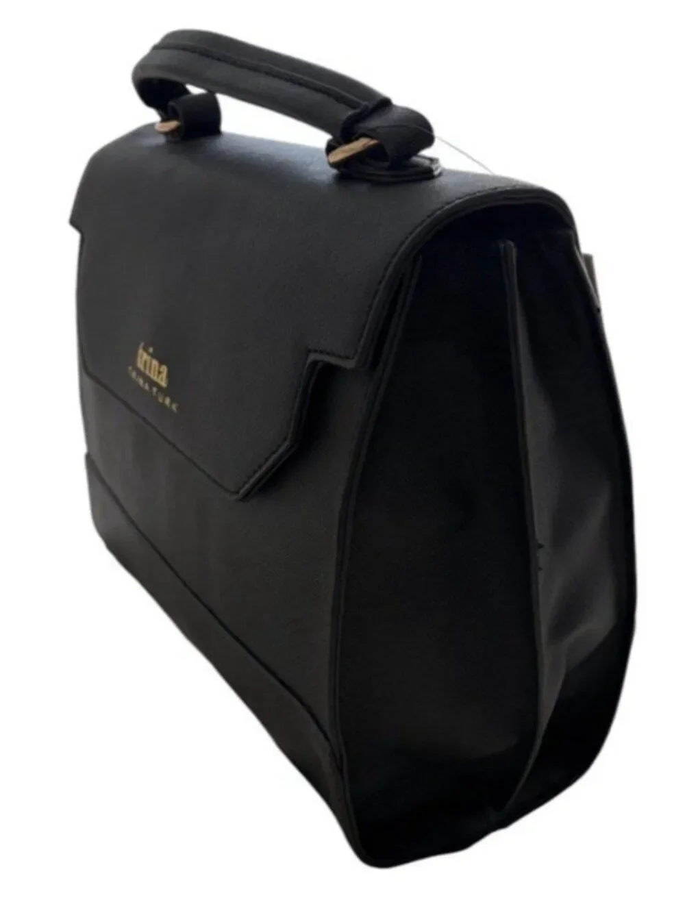 Trina Turk Top Handle Satchel Black Vegan Leather Shoulder Bag NWT $148 MSRP